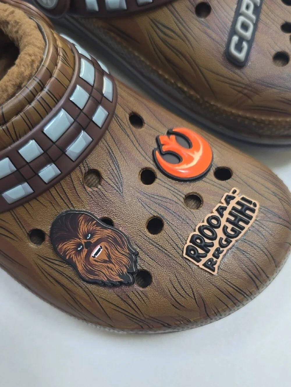 CROCS X Star Wars Chewbacca Kids' Brown Faux-Wood Slip-On Clogs with Charms
